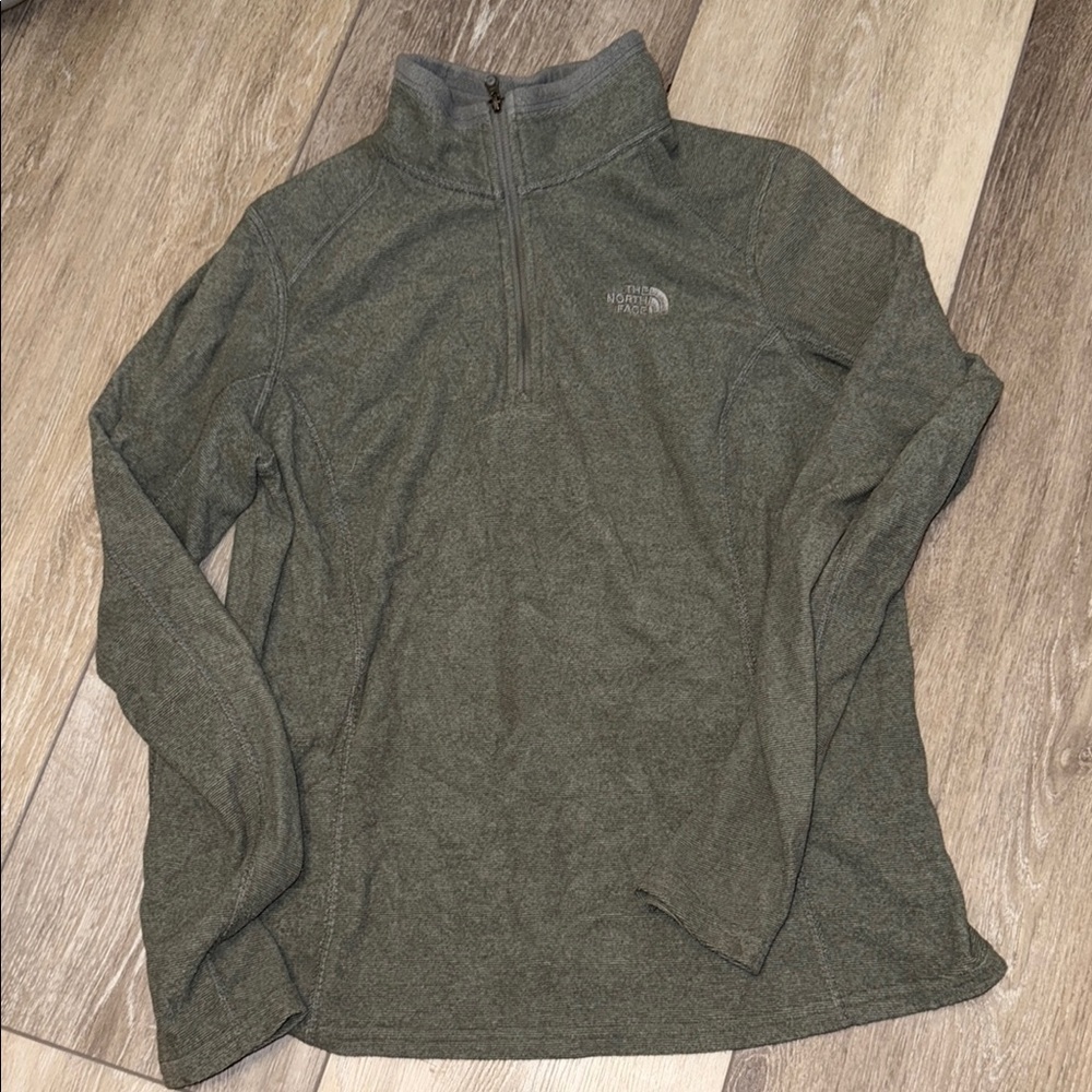 The North Face grayish/olive green quarter zip women’s large